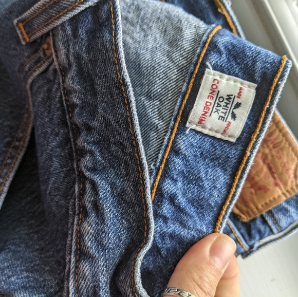 Levi's Selvedge White Oak Cone denim jean shorts 31 medium dark wash RARE - Picture 6 of 7